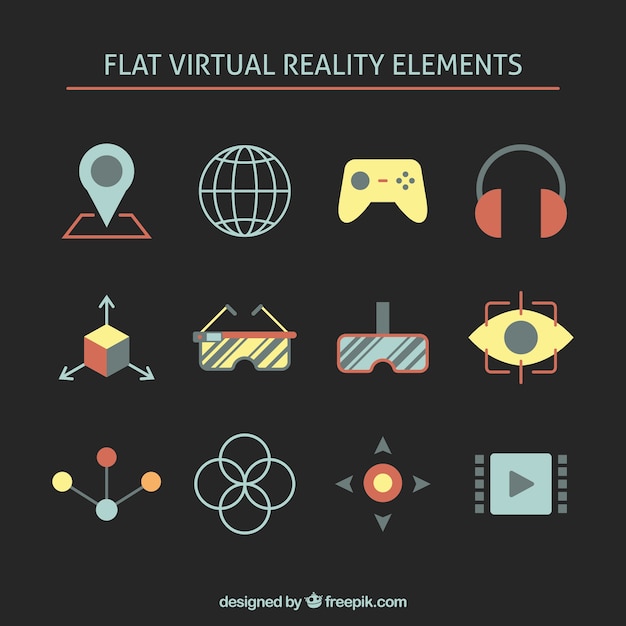 Flat virtual reality elements