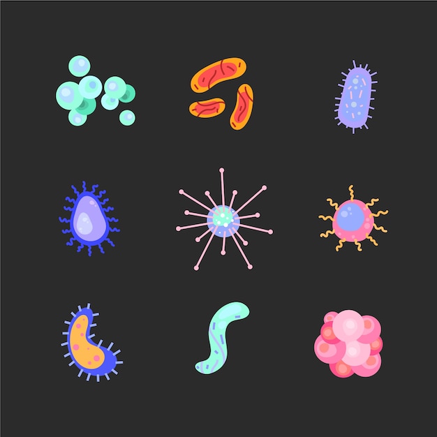 Бесплатное векторное изображение Концепция сбора плоских вирусов