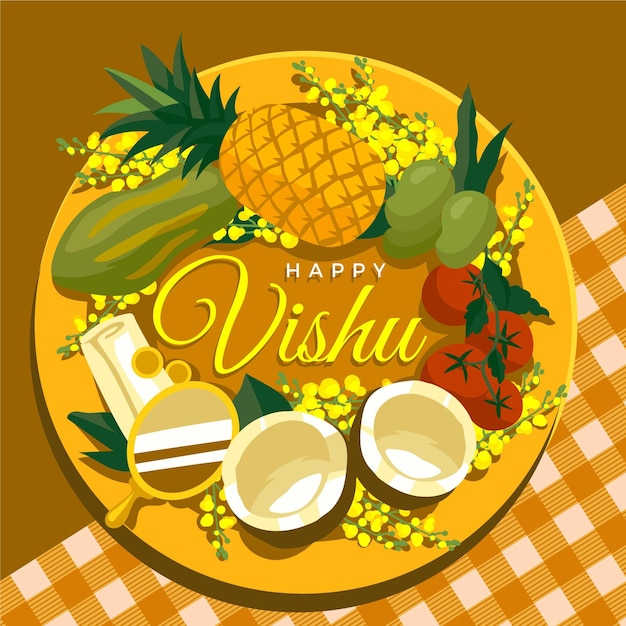 Vettore gratuito illustrazione di vishu piatto