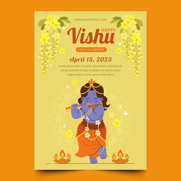 Free vector flat vishu vertical poster template