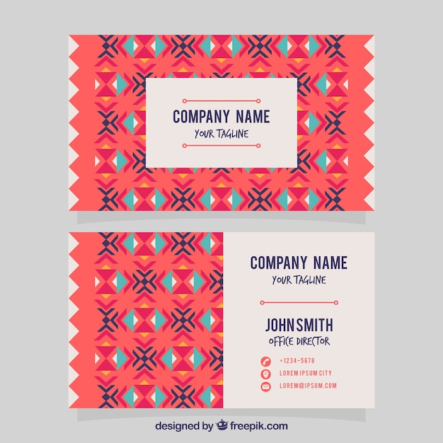 Free vector flat visiting card in boho style