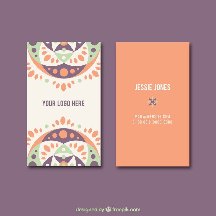 Free Vector flat visiting card with abstract ornaments