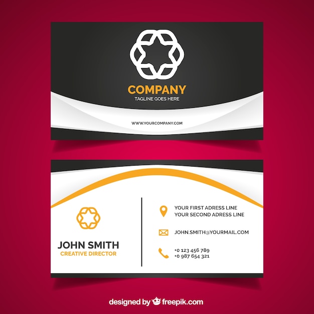 Free vector flat visiting card with orange details