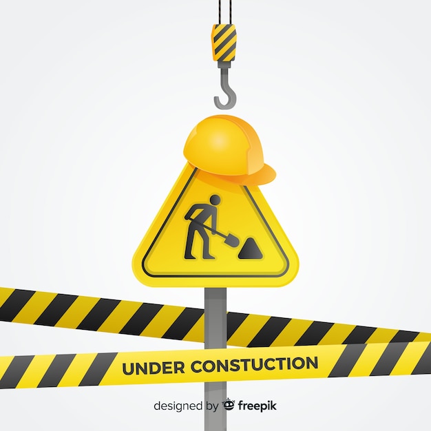 Flat warning construction sign background