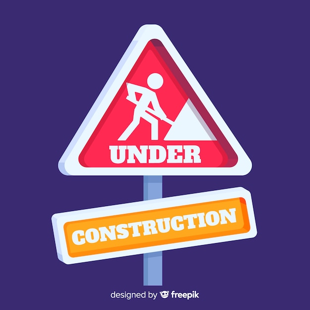 Free vector flat warning construction sign background