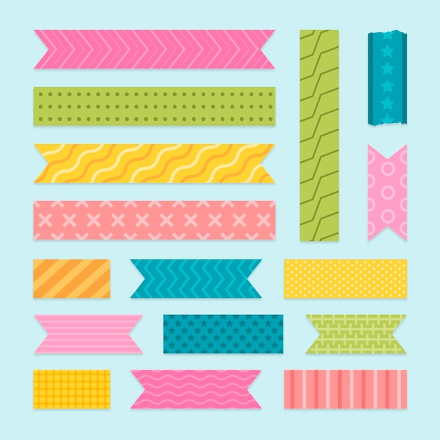 Free vector flat washi tape collection