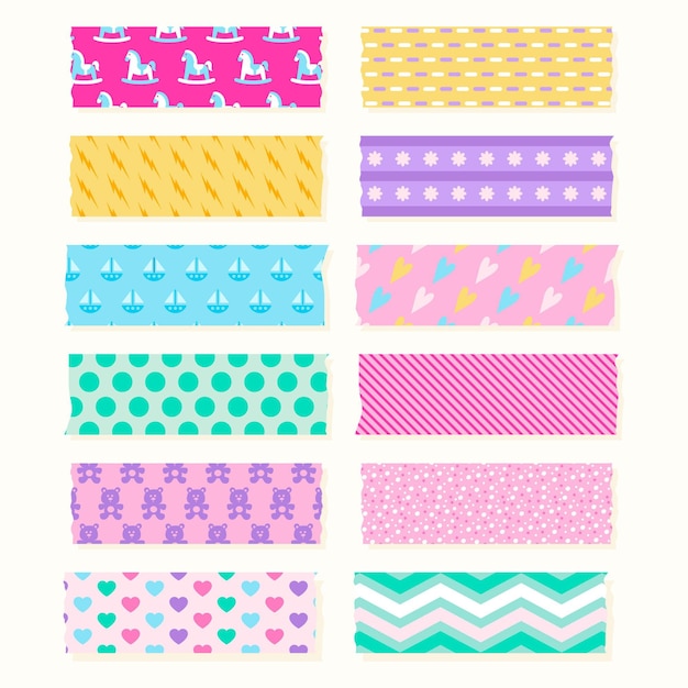 Free vector flat washi tape collection