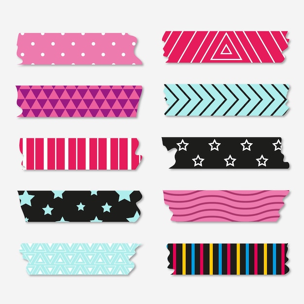 Free vector flat washi tape collection