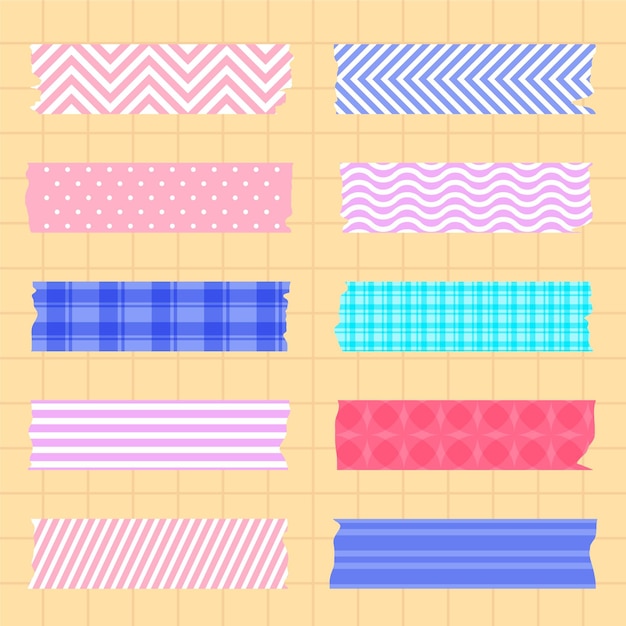 Free vector flat washi tape collection
