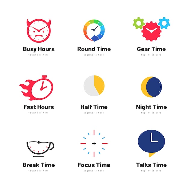 Free vector flat watch logo collection