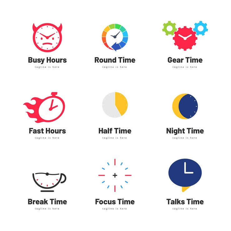 Free Vector flat watch logo collection