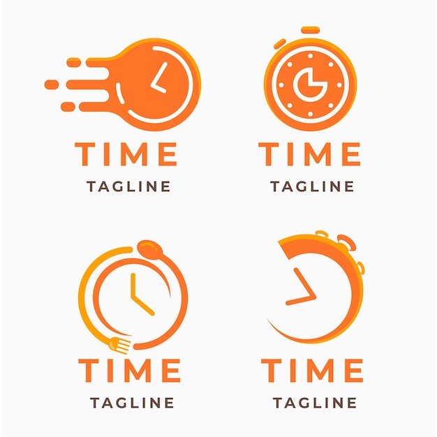 Бесплатное векторное изображение Коллекция плоских часов с логотипом