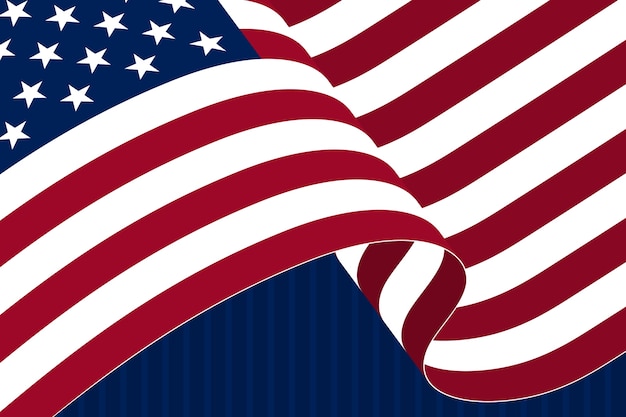 Free vector flat waving american flag background