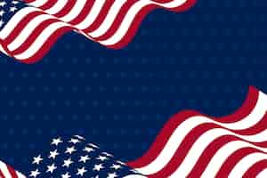 Free vector flat waving american flag background