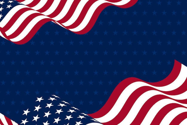 Flat waving american flag background