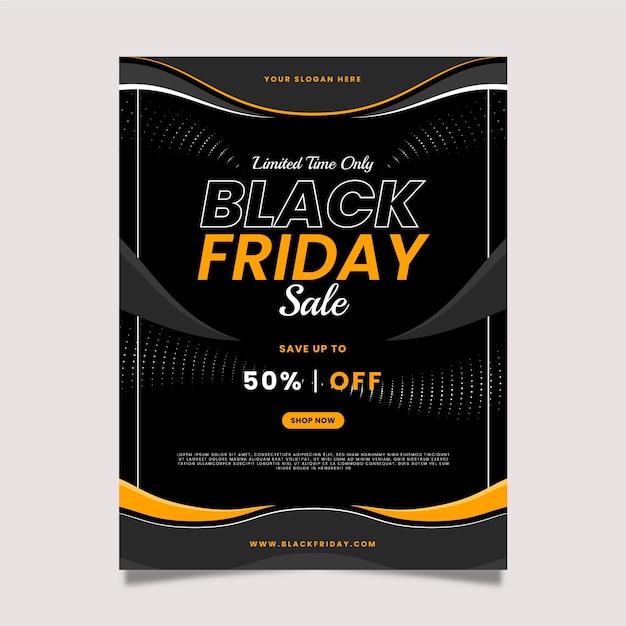 Free vector flat wavy black friday vertical poster template