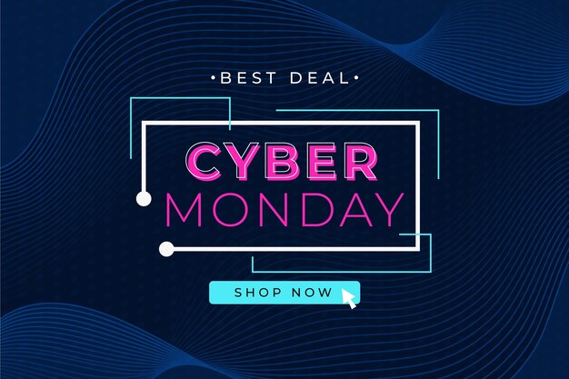 Flat wavy cyber monday background