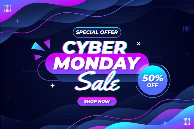 Flat wavy cyber monday background