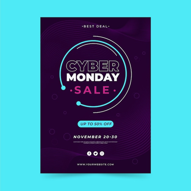 Free vector flat wavy cyber monday vertical poster template