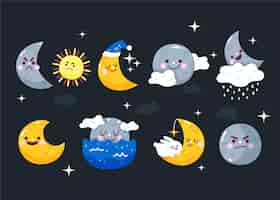 Free vector flat weather forecast elements