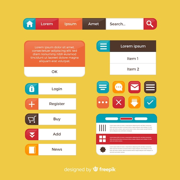 Free vector flat web button collection