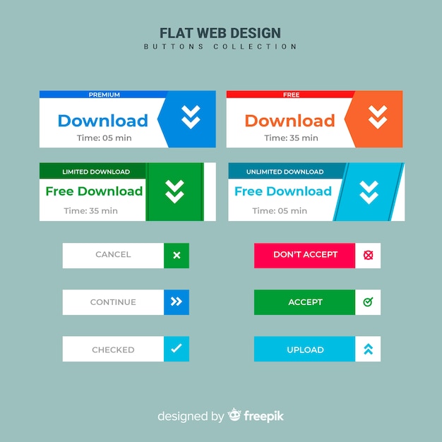 Flat web button set