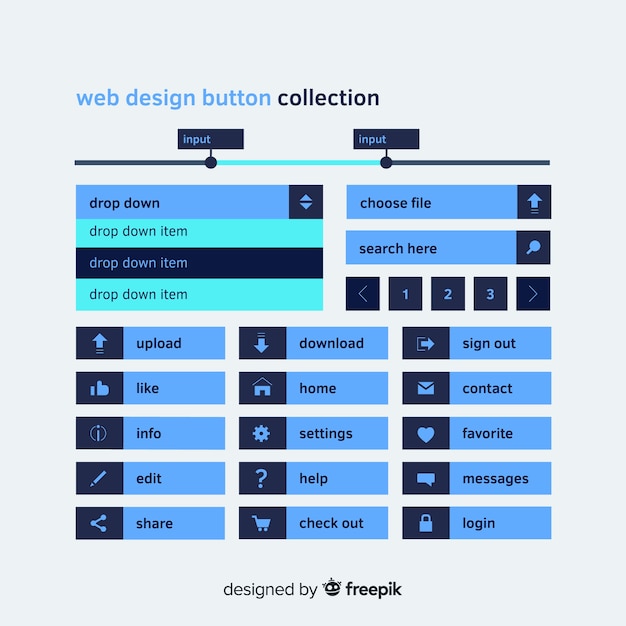 Free vector flat web button set