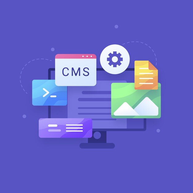 Flat web development concept cms