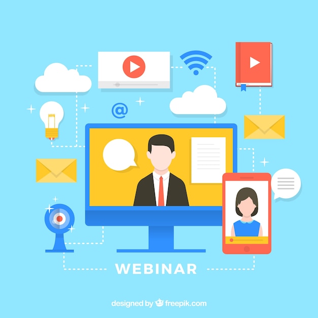 Vettore gratuito concetto di webinar piatto