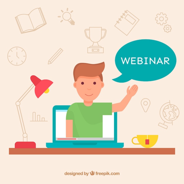 Vettore gratuito design piatto webinar