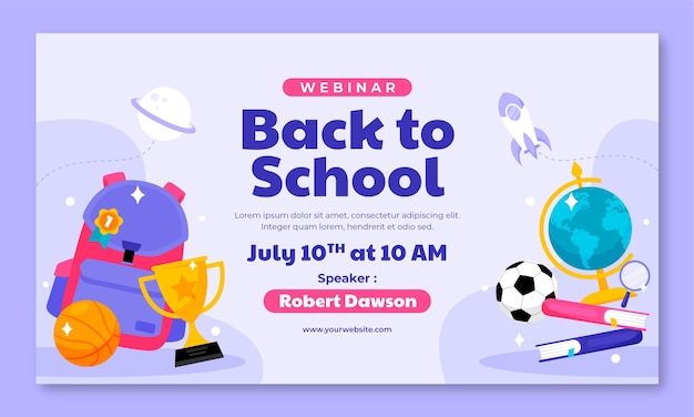 Free vector flat webinar template for back to school season