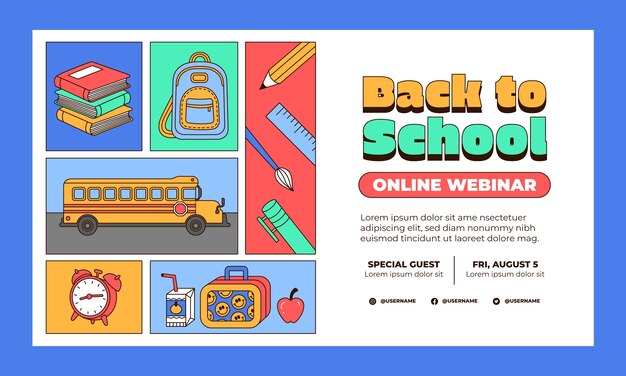 Flat webinar template for back to school season