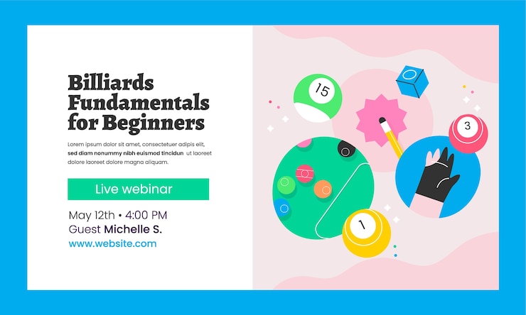 Free Vector flat webinar template for billiards club