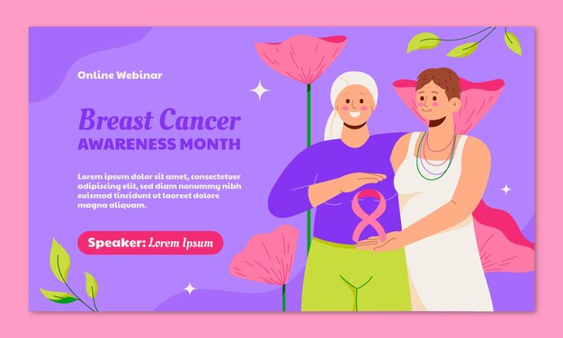 Flat webinar template for breast cancer awareness month