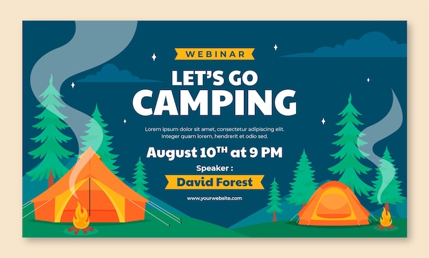 Free vector flat webinar template for camping