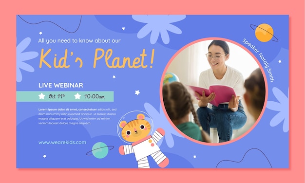 Flat webinar template for children