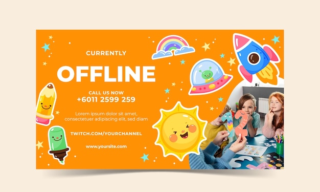 flat webinar template for children