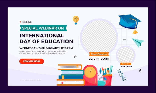 국제 교육의 날에 대한 플래트 웹 세미나 템플릿