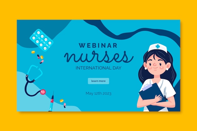 Flat webinar template for international nurses day celebration