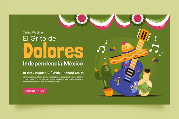 flat webinar template for mexico independence day celebration