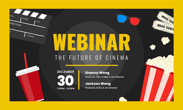 Free vector flat webinar template for movie premiere event