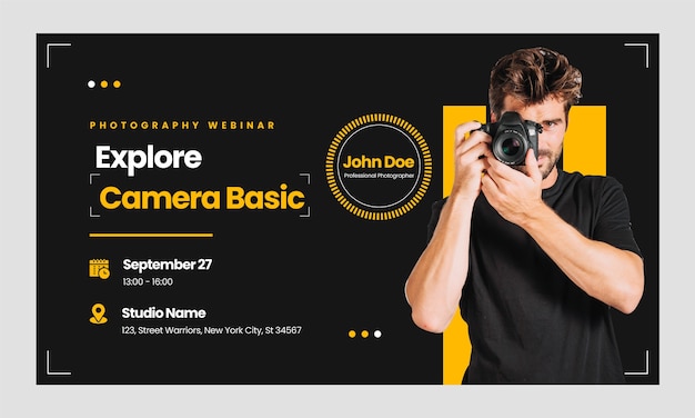 Flat webinar template for photographer career