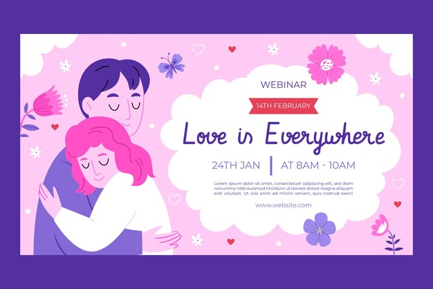 Flat webinar template for valentines day celebration