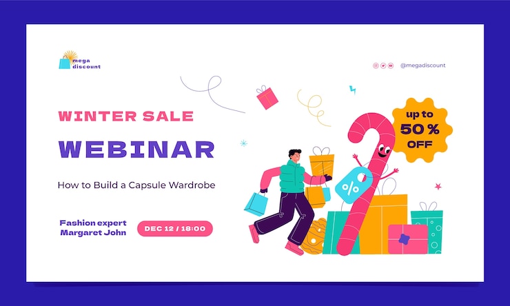 Free Vector flat webinar template for winter season