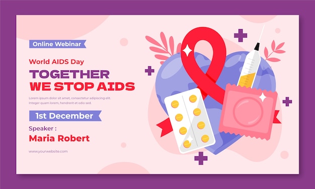 Flat webinar template for world aids day awareness