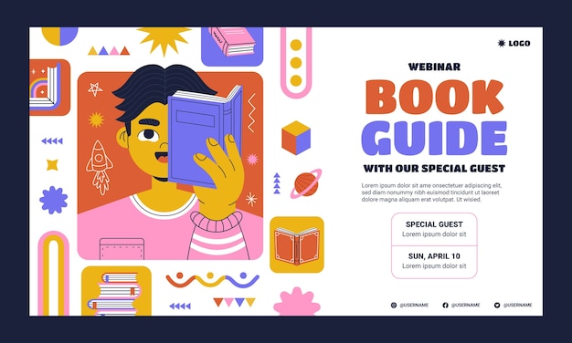 Free vector flat webinar template for world book day celebration