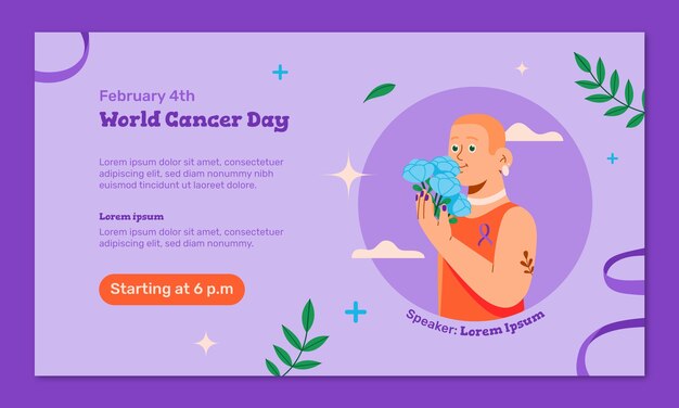 세계 암의 날에 대한 평평한 웹 세미나 템플릿