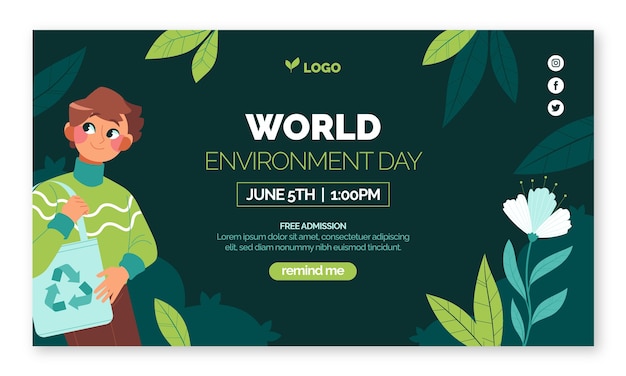 Flat webinar template for world environment day celebration