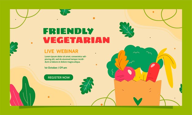 Flat webinar template for world vegetarian day