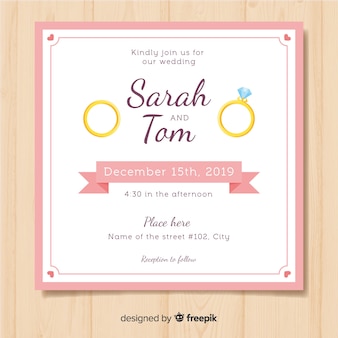 Flat wedding card template